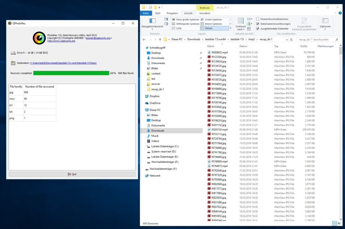 Micro SD Karte reparieren - QPhotorec_win.exe durchgelaufen